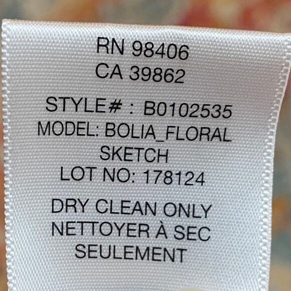 Theory Silk Floral Print Tie Strap Tank Top Blouson Scoopneck Blue Orange XS - Picture 7 of 7